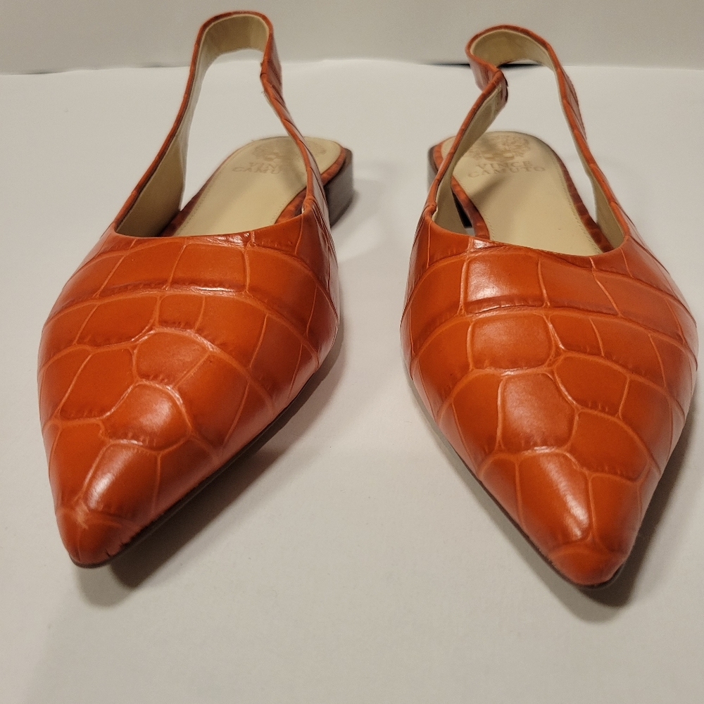 Vince Camuto Orange Croc-Embossed Flats - Picture 4 of 9